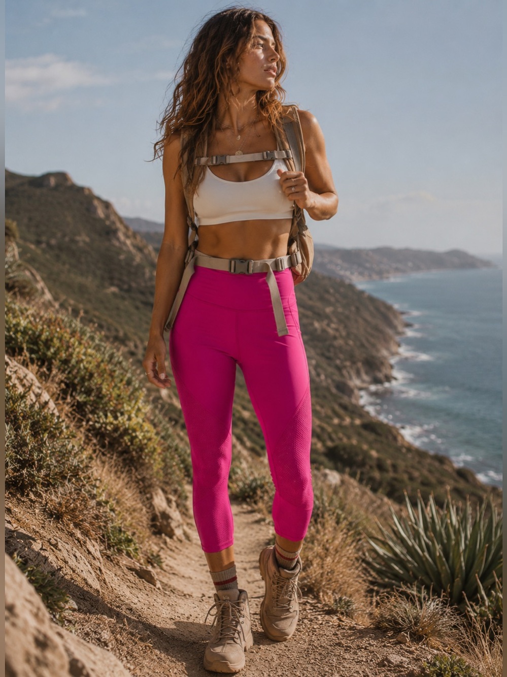 Athleta Mesh Capri color bright pink women size Small New with tags